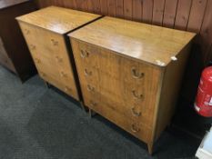 Pair of teak chest of drawers, W 78cm