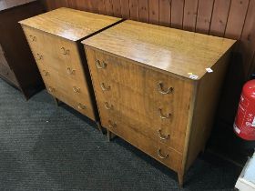 Pair of teak chest of drawers, W 78cm