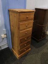 Narrow pine chest of six drawers, W 48cm