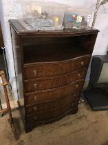 Reproduction mahogany serpentine chest of drawers, W 78cm