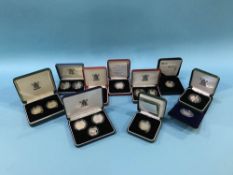 Various UK silver proof coins, in original cases