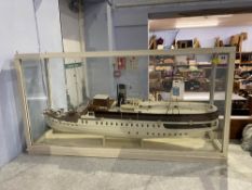A cased model of a steamboat, L 85cm