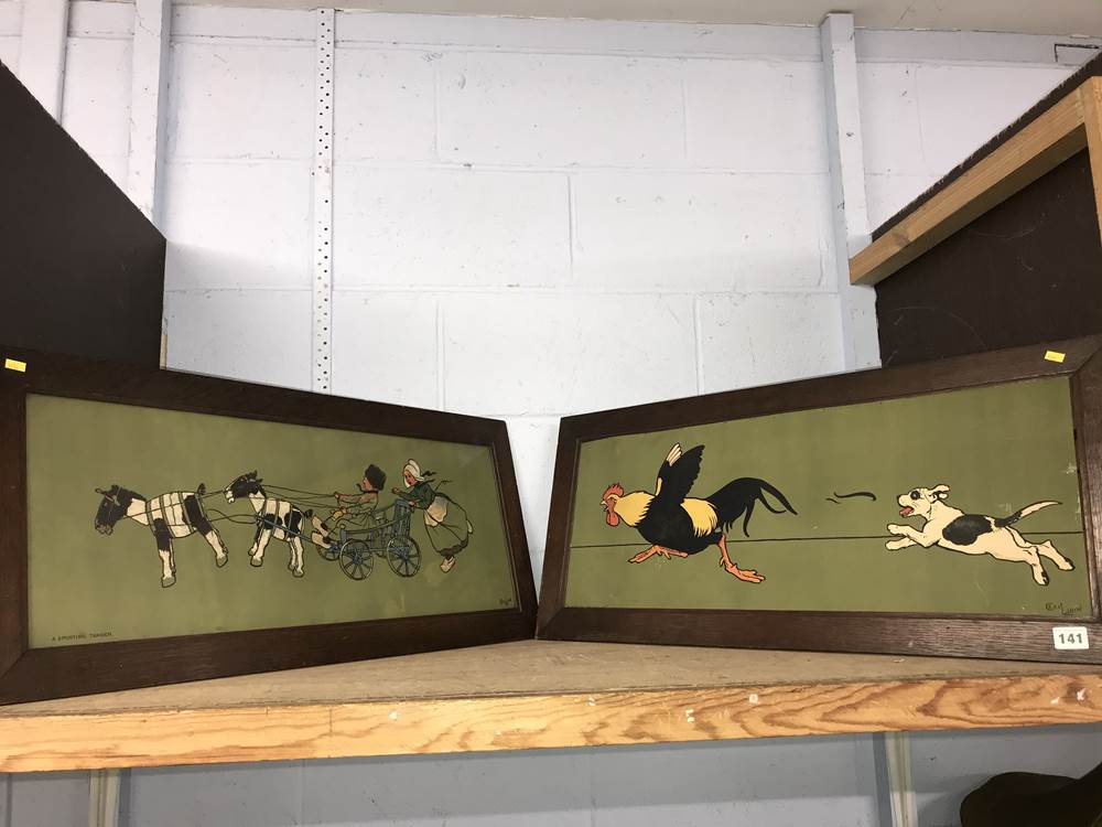 Pair of oak framed Cecil Aldin prints