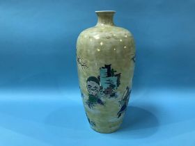 A tall Chinese Famille Verte porcelain vase, marks in underglaze blue, H 36cm