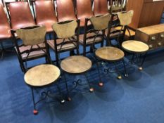 A set of four bespoke metalwork folding chairs