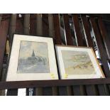 D.W. Forster, two watercolours, signed, 'Tynemouth Priory' and 'View of a church', 24 x 28cm and