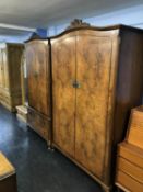 A walnut Queen Anne style four piece bedroom suite