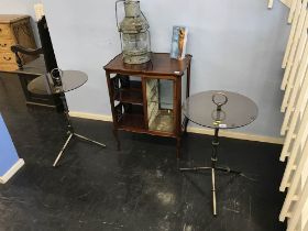 A pair of Cesare Lacca style glass top cocktail tables