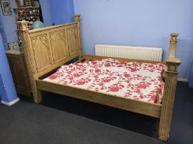 A pine double bed frame