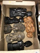 Collection of carved wooden busts