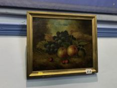 W. Whitley, oil, signed, dated 1900, 'Still life with grapes and apples', 24 x 29cm