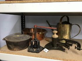 Watering can, cast iron pot etc