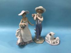 Two boxed Lladro figures and a boxed polar bear