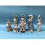 Five various Lladro figures
