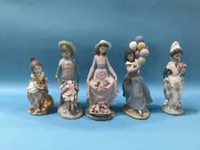 Five various Lladro figures