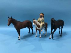 A Beswick 'Native American' on horseback, model 1391 and two other Beswick horses