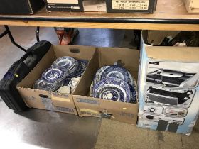 Three trays of assorted china and a drill