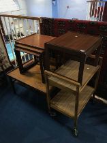 Teak nest of tables, trolley etc