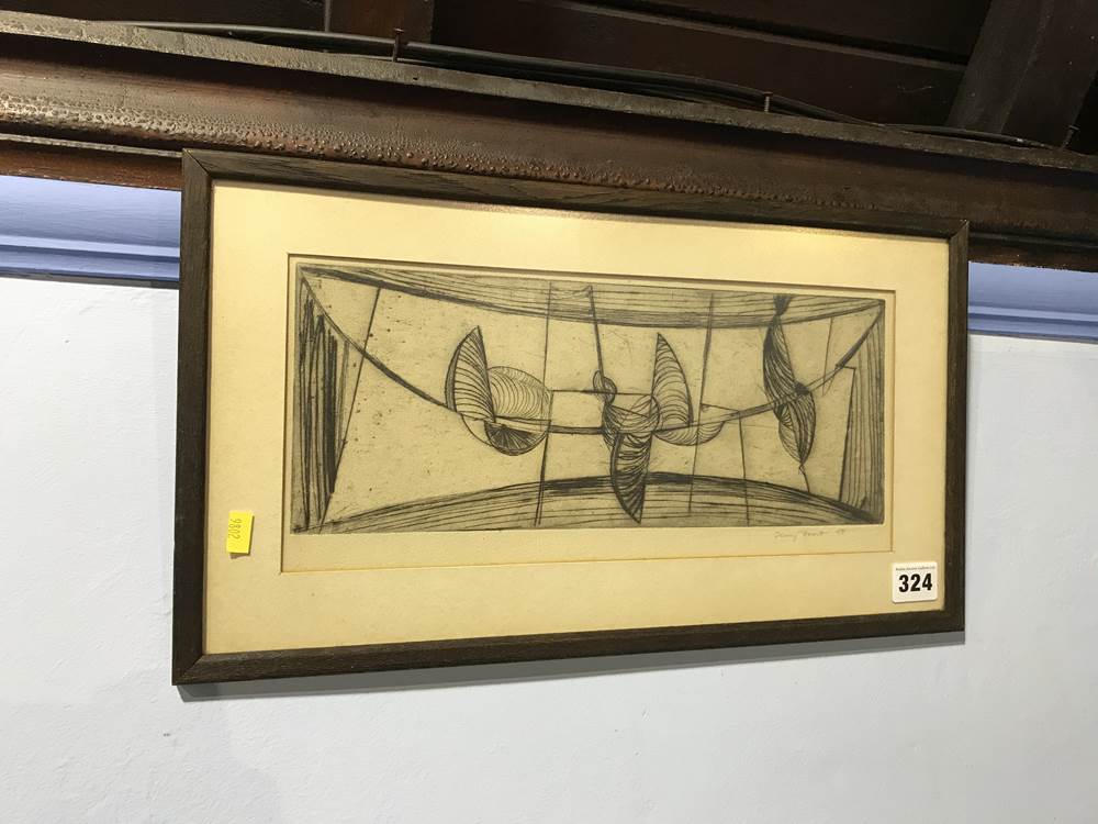 Sir Terry Frost RA, engraving, signed, dated **55, 'Bow Movement', 15 x 34cm, Provenance: Vendors - Image 2 of 5