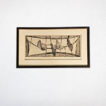 Sir Terry Frost RA, engraving, signed, dated **55, 'Bow Movement', 15 x 34cm, Provenance: Vendors