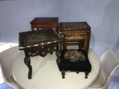 Middle East occasional table, a stool etc