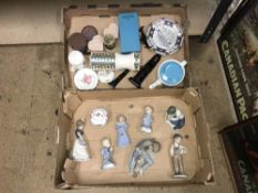 Nao and Lladro etc in two trays