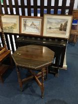 A drop leaf dining table and an Edwardian table