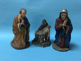 Three religious plaster figures