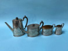 A silver four piece tea set, Daniel and Charles Houle, London, 1868?, 71 ozt
