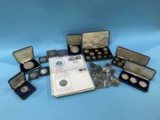 Collection of various coins and commemoratives