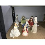 Eight various figures including Royal Doulton etc