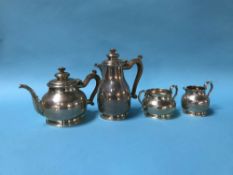 A silver four piece tea set, William Comyns and Sons Ltd, London, 1945, 49 ozt