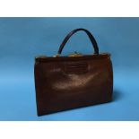 A brown leather handbag by Garfields of London and two compacts