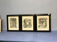 Three signed Robert Olley prints, 34 x 27cm