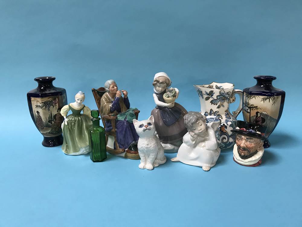 Pair of Satsuma vases, various Beswick Doulton figures etc