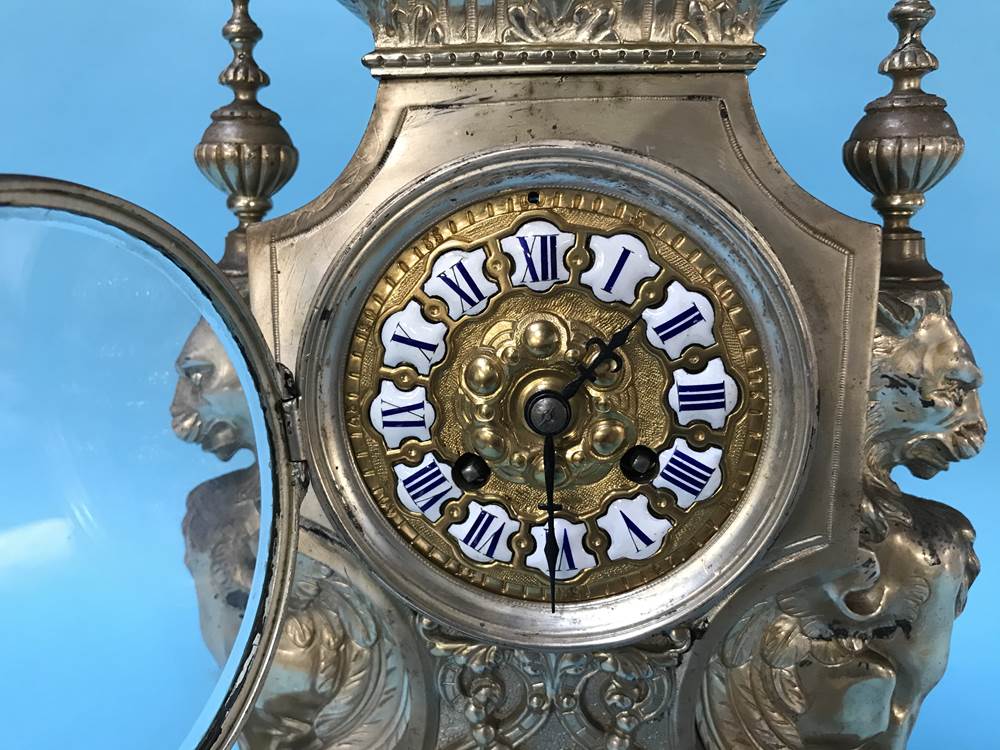 An ornate eight day metalwork clock - Image 2 of 4