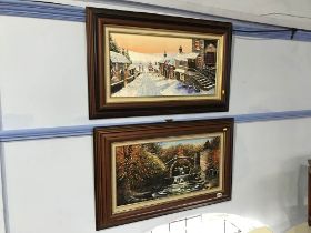 Dallas, two oils, signed, 'Village scene in snow' and 'Landscape', 29 x 60cm