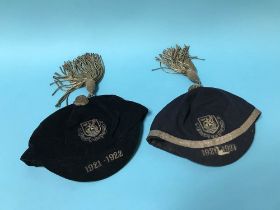 Two Dollar Academy school boy caps, 1920-21 and 1921-22