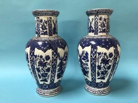 A pair of modern Italian blue and white vases, H 42cm