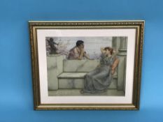 William Anstey Dolland (1858-1929), watercolour, signed, 'Classical scene with two lovers courting',
