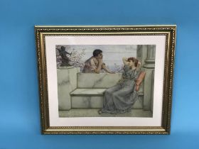William Anstey Dolland (1858-1929), watercolour, signed, 'Classical scene with two lovers courting',