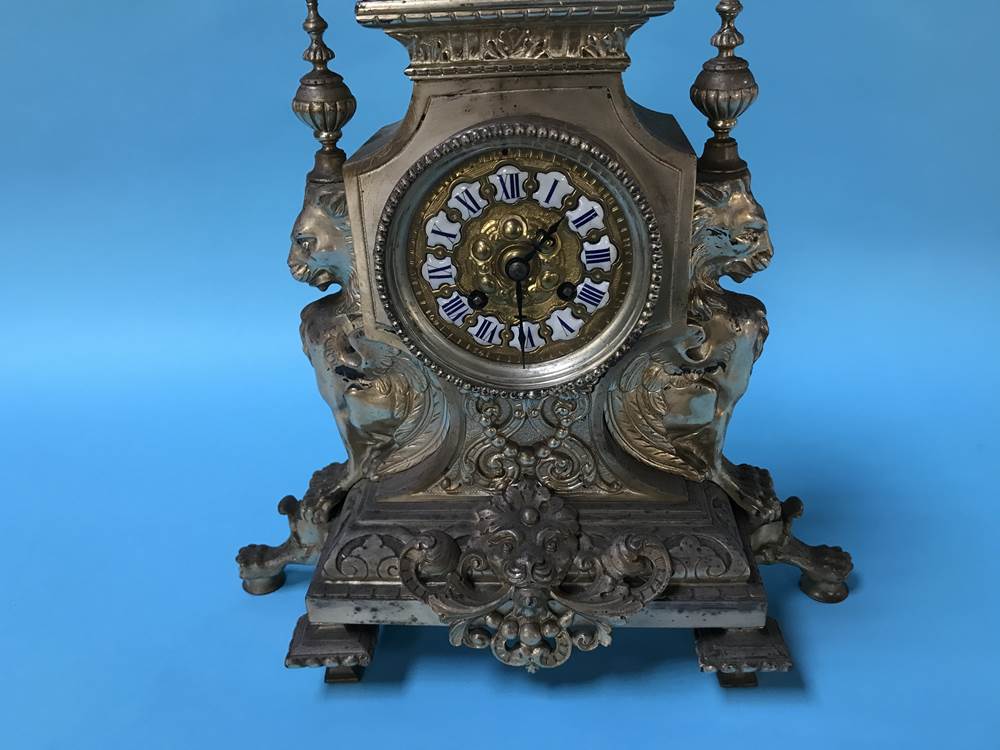 An ornate eight day metalwork clock - Image 4 of 4