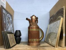 Various prints, copper jug etc