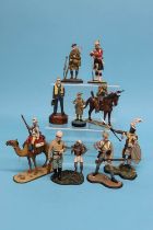A collection of nine various metal painted military figures
