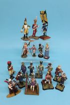A collection of eighteen various metal painted military figures