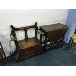 Oak hall stand and a gateleg table