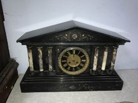 Victorian slate and marble eight day mantle clock