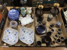 Two trays including Cloisonne etc