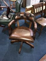 Brown leather office swivel chair