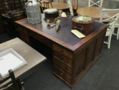 A large mahogany pedestal partners desk, W 160cm, D 114cm
